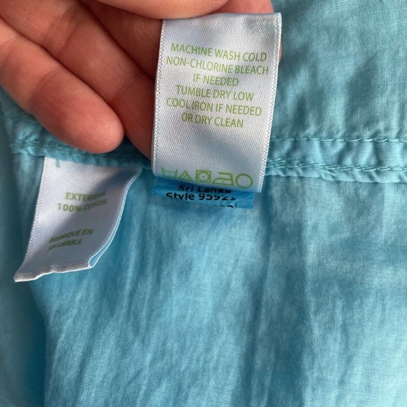 Lilly Pulitzer Size L Shirt Anna Maria Turquoise Long Sleeve Button Front Cotton - Picture 7 of 7
